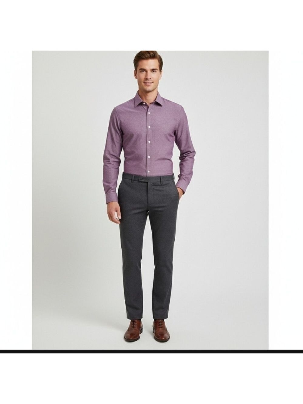 Tommy Hilfiger Slim Fit Dress Shirt | Soft Plum | Like New Sz 16 Neck Arm 24 - Picture 1 of 10
